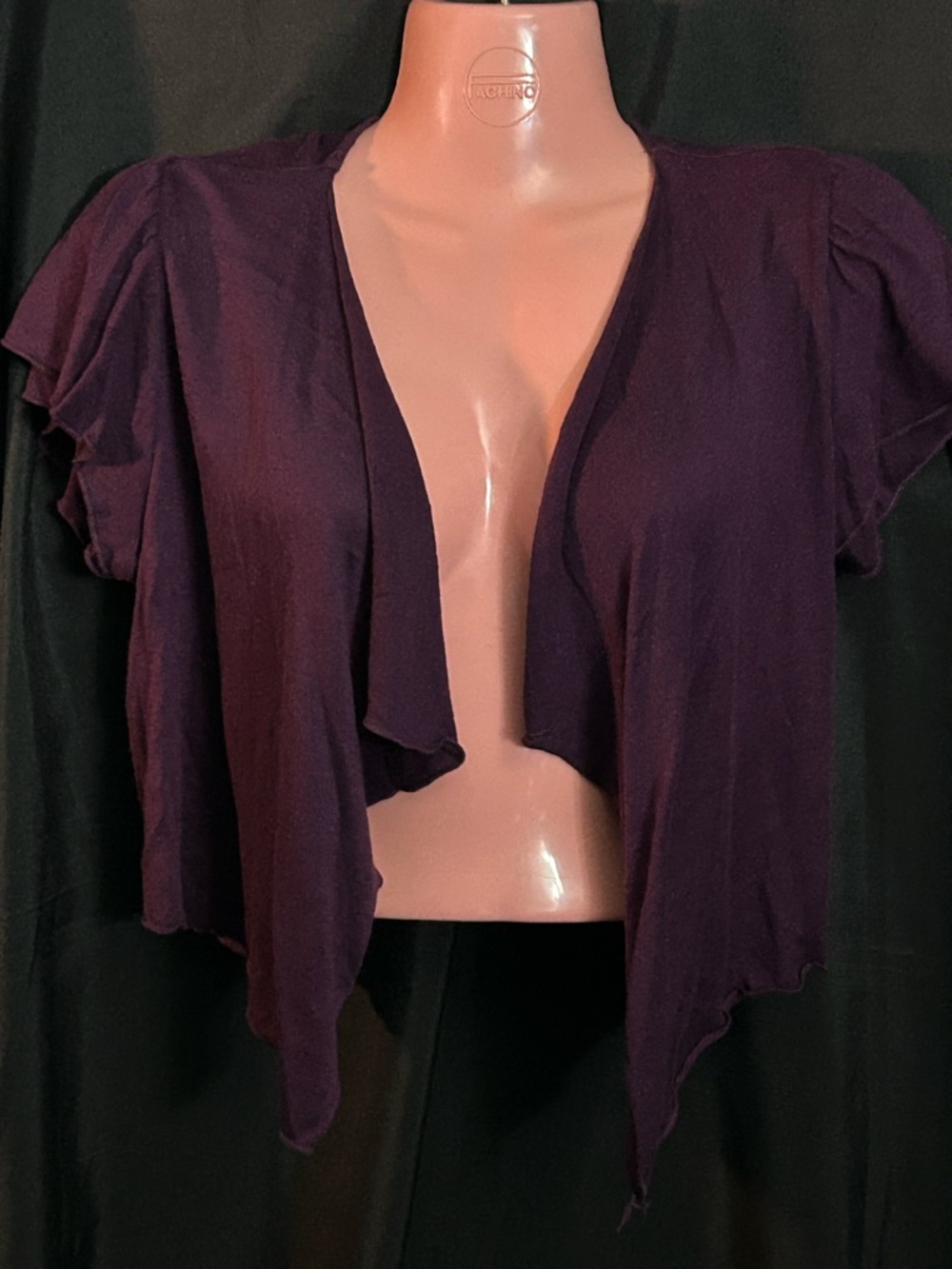 H&M Women's Purple Open-Front Cropped Short Sleeve Cardigan SZ 6 NWT